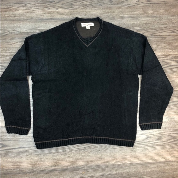Tommy Bahama Other - Tommy Bahama Black w/ Brown Trim V-Neck Sweater L Tommy Bahama Other - Tommy Bahama Black w/ Brown Trim V-Neck Sweater L